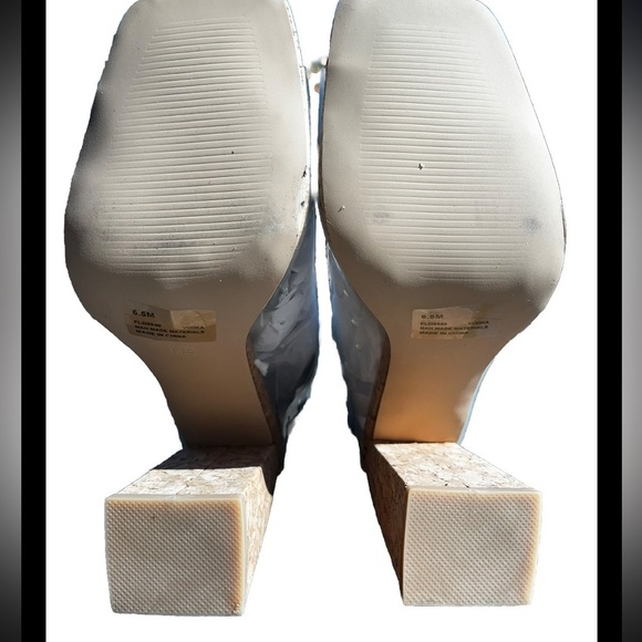 CAPE ROBBIN Dressy CLEAR Cork Square Peep Toe Ankle Block Lace Up BOOTIE Sz 6.5 - Picture 7 of 12